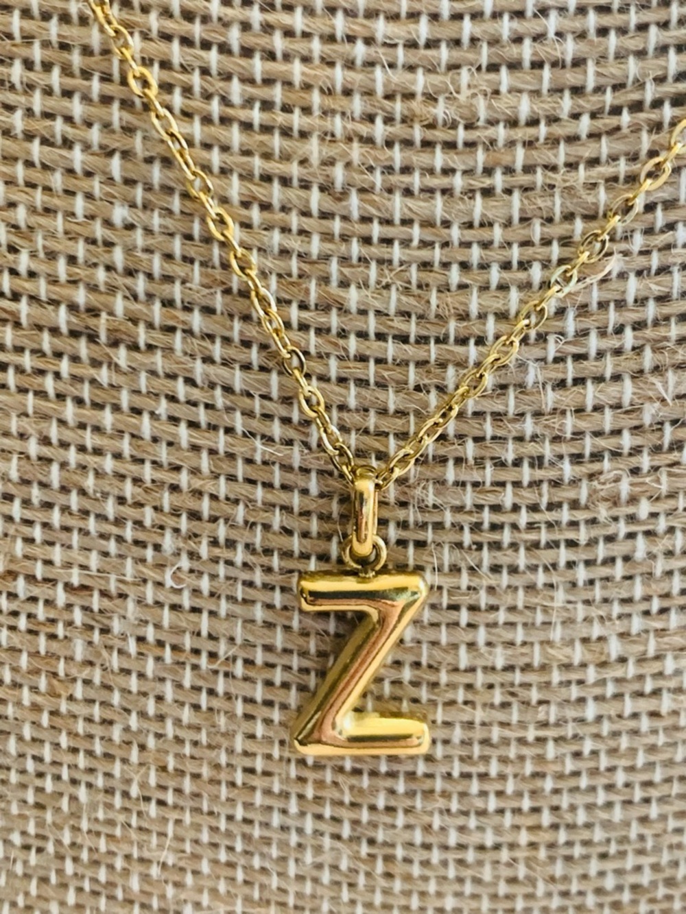 Stainless Steel Gold Tone Initial Z Necklace